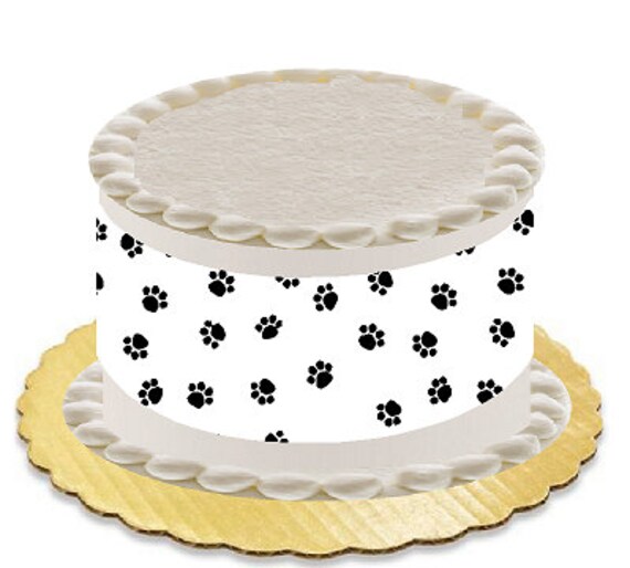 Paw Print Edible Cake Decoration Wrap Ribbon Topper Etsy