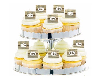 12pk Vintage Kraft I Do Cupcake Decoration Topper Picks