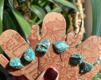 Chrysocolla Earrings / Raw  Chrysocolla / Stud Earrings / Handmade / Art From The Meadow / Enlighten Clothing Co