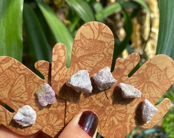 Lepidolite Earrings / Raw  Lepidolite / Stud Earrings / Handmade / Art From The Meadow / Enlighten Clothing Co