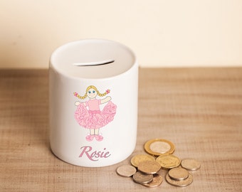 Personalised Girls Doll Money Piggy Bank