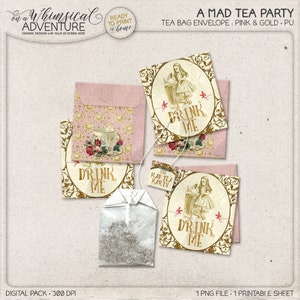 Alice In Wonderland printable tea bag envelopes party image 1
