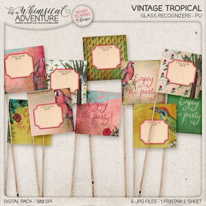 Summer Party Tropical Party Idea Straw Flags DIY Instant image 1
