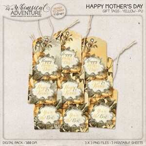 Hugs And Kisses, You&#39;re The Best, Mother&#39;s Day, Gift For Mom, Printable Gift Tags For Her, Romantic Vintage Roses, Floral, Instant Download