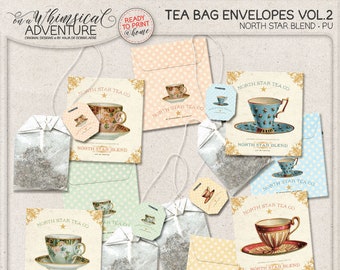 DIY Gifts For Friends, Gift For Tea Lover, Tea Time, Shabby Chic Tea Packets, Dot Pattern Paper, Tea Labels Printable, Tea Bag Envelopes