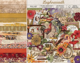 Lughnasadh Scrapbook Kit, Lammas Celebration, First Harvest Festival, Wheel Of The Year