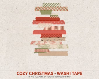 Christmas Washi Tape Set, Digital Scrapbook Elements, Instant Download, Digital Scrapbooking, Decorative Tape, Planner Tape, Gift Wrap Tape