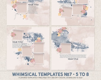 Digitale Scrapbooking-Vorlagen, Memory-Book-Vorlage, Photoshop Overlays, digitale Collage, Scrapbook-Kits, digitales Layout