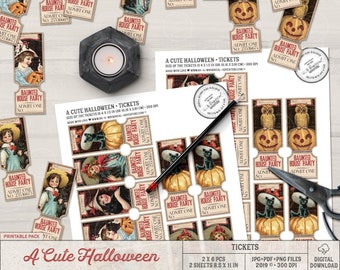 Haunted Manor, Haunted House Party, Vintage Halloween Invitations, Printable Coupons, Ticket Invitation, Instant Download, Halloween Party