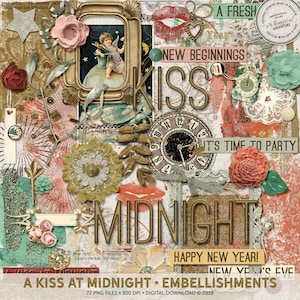 Images clipart du nouvel an, feux d'artifice numériques du nouvel an, album de scrapbooking pour le nouvel an, éphémères du nouvel an, téléchargement immédiat, collage du nouvel an
