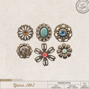 Joias vintage, pingentes boho, bugigangas, download digital, joias, uso comercial OK, enfeites digitais para scrapbooking, bronze, azul, vermelho