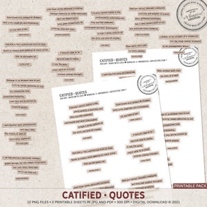 Cytaty o kotach, pobieranie cyfrowe, Clipart o kotach, Sztuka o kotach, Powiedzenia o kotach, Zabawny znak o kotach, Materiały do scrapbookingu, Materiały do dziennika śmieci, Materiały do planera