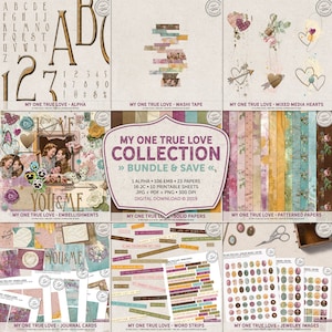 Wedding Scrapbook Kit, Engagement Photo Album, Romantic Scrapbook Bundle, Couple Scrapbook Paper, Wedding Album Template, Gift For Him