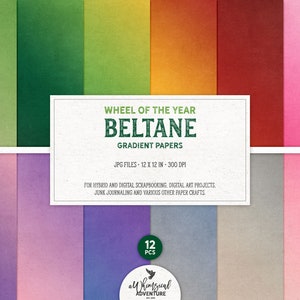 Papier Beltane ombré, Roue de l'année, Papier numérique dégradé, Téléchargement instantané, Cadeau du 1er mai