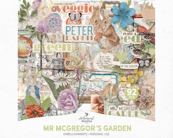 Mr McGregor's Garden, Scrapbook Embellishments, Peter Rabbit, Digital Download, Beatrix Potter, Country Living