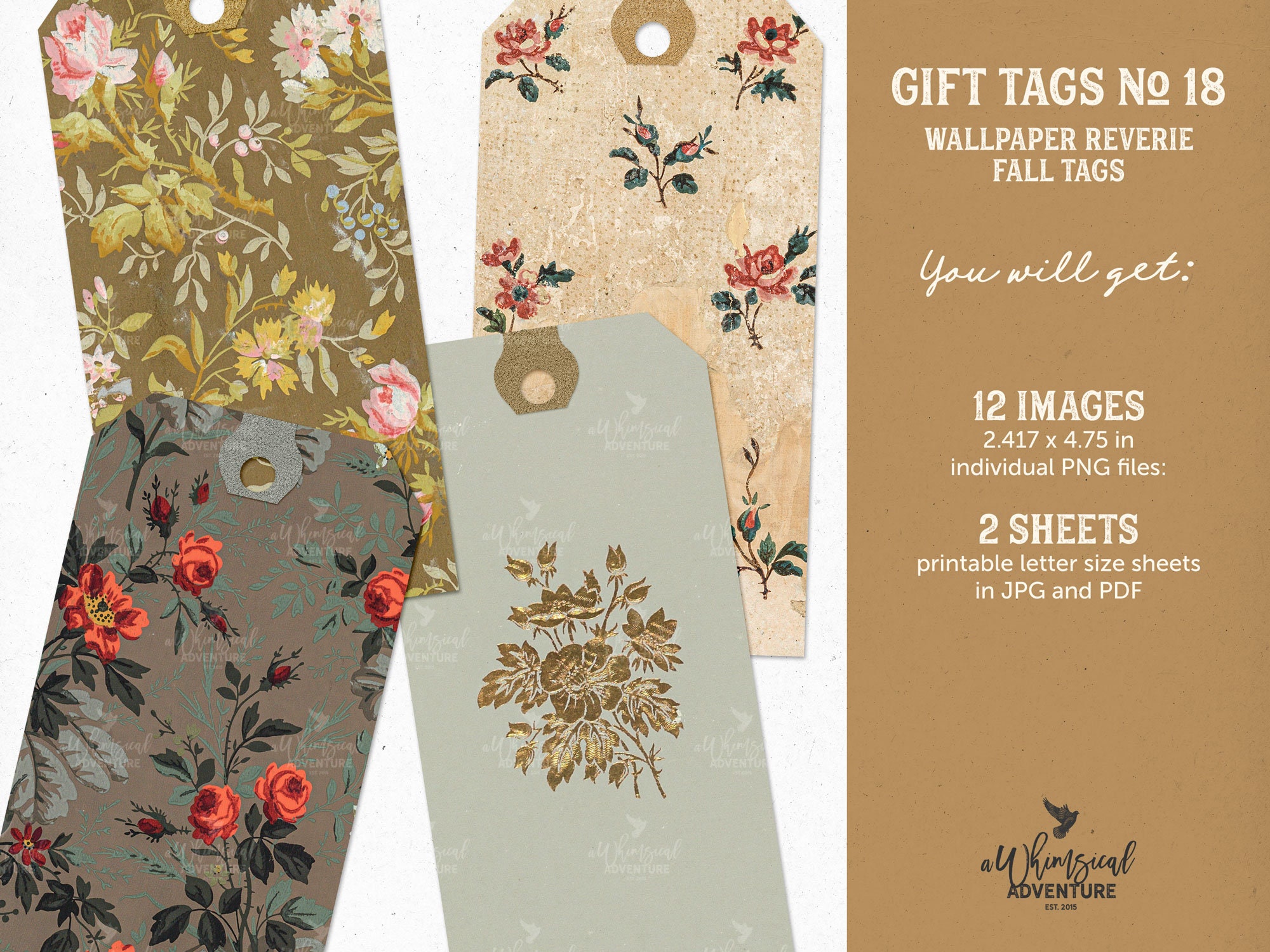 Digital Printable Fall Gift Tags, Instant Download Junk Journal ...