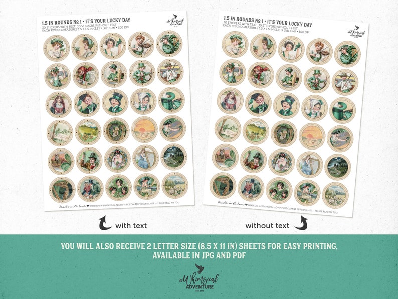 St Patrick's Day, Printable 1.5 In Circles, Wine Charms, Sticker Labels, Bottle Cap Image, Instant Download image 5
