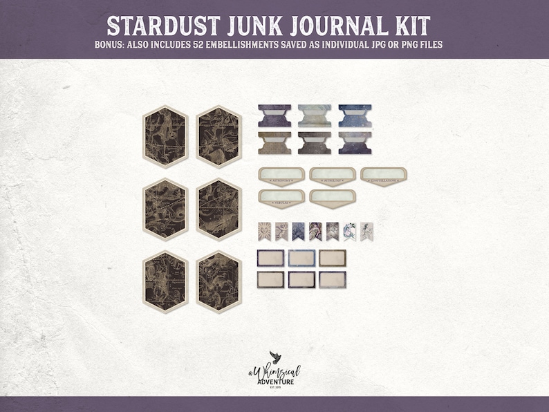 Celestial Junk Journal, Printable Astronomy Collage Kit, Enchanted Night Sky, Space Themed Ephemera, Dark Academia, Moon And Stars image 8