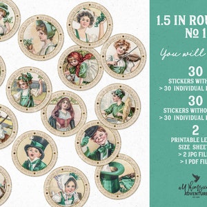 St Patrick's Day, Printable 1.5 In Circles, Wine Charms, Sticker Labels, Bottle Cap Image, Instant Download image 3