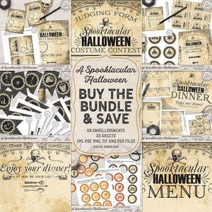 Printable Party Decor, Best Value, Halloween Costume Contest, Gothic Vintage Style, Digital Download