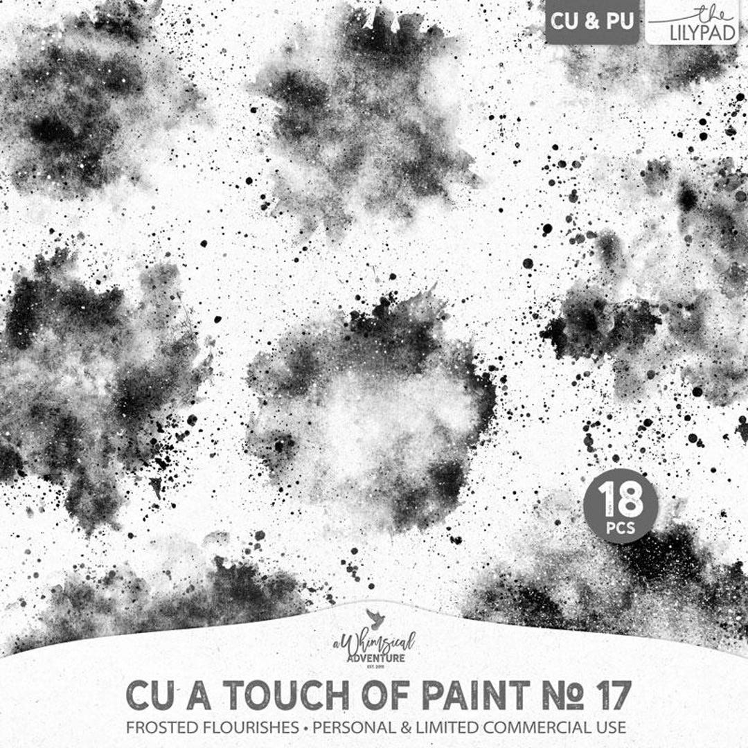 Frosty Black Paint Strokes ABR Photoshop Brushes and PNG Files, Digital ...