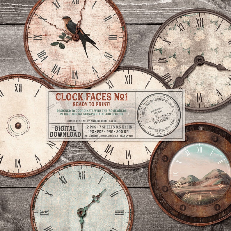 Clock With Hands Diy Clocks Make Your Own Wall Kit Steampunk Decorating Ideas For Home Gift Idea Digital Printable Face
