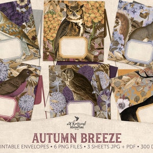 Printable Fall Envelopes Set of 6 Woodland Animals Junk - Etsy