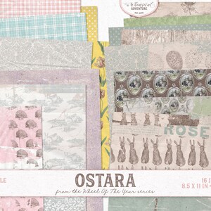 Papeles imprimibles de Ostara, texturas Shabby Chic, rueda del año, diario basura, descarga instantánea