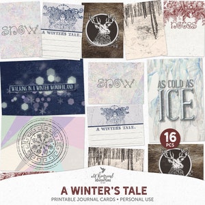 Hiver, Fournitures de scrapbooking Project Life, La Reine des neiges, Cartes de visite imprimables, Téléchargement instantané, Cartes de journal, Feuille de collage numérique, La Reine des neiges