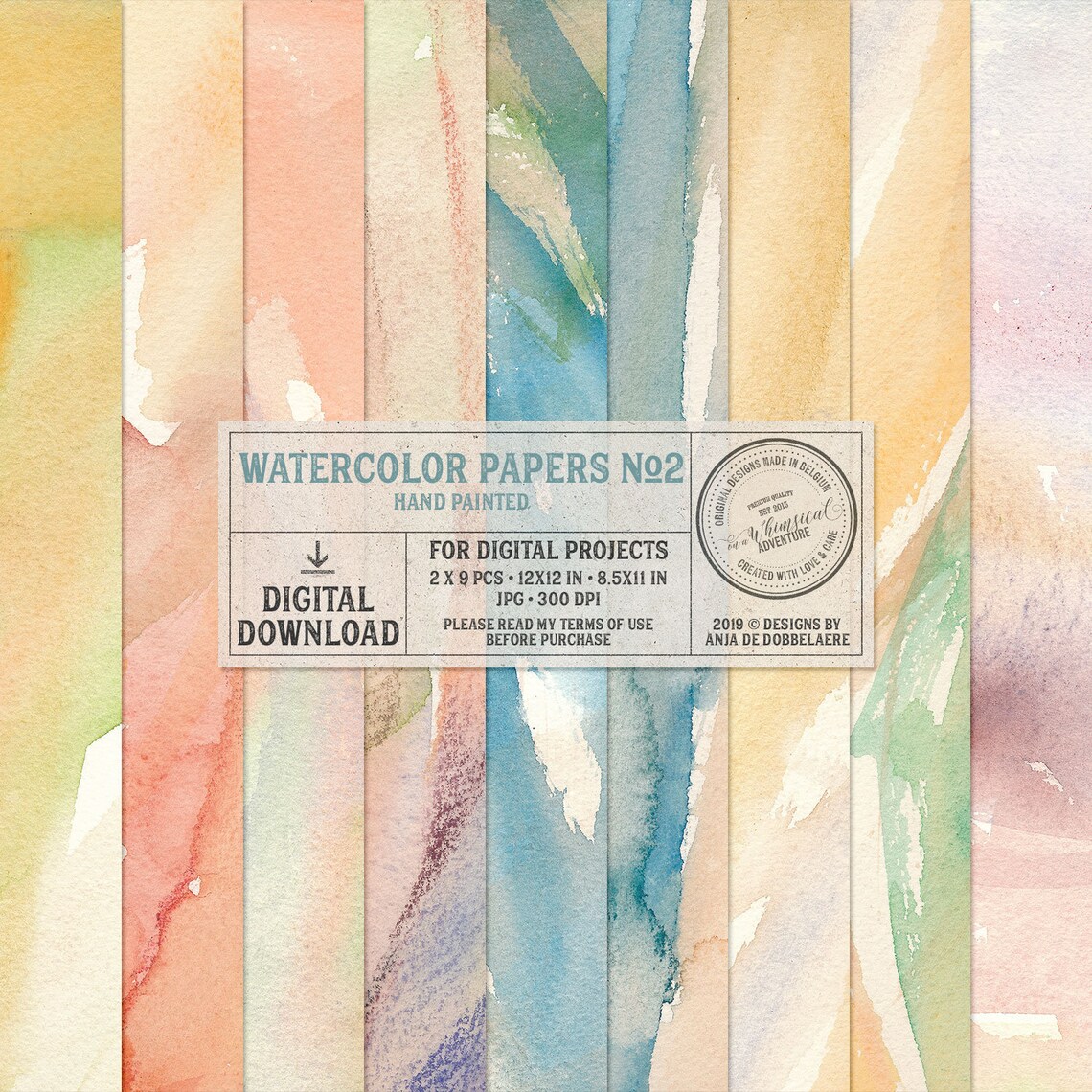 Hand Painted Watercolor Papers Digital Download Printable Etsy