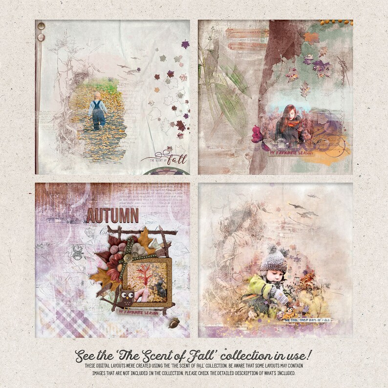 The Scent Of Fall Autumn Decor Scrapbook Elements PNG Clipart, Instant Download Mixed Media Art Digital Paint And Ephemera image 4