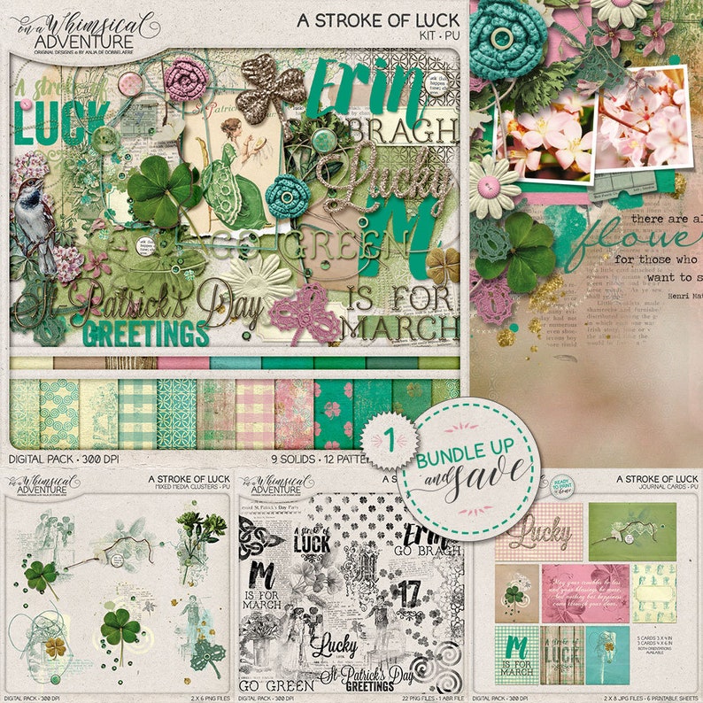 Irish Paper Craft Supplies Shamrock Scrapbooking Printable Etsy