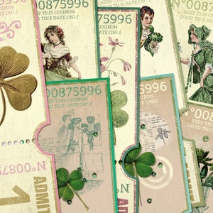 Saint Patrick Digital Coupons, Printable Lucky Little Clovers, Irish Ephemera, St Patrick Journal Craft, Luck Of Irish, Shamrock Scrapbook image 4