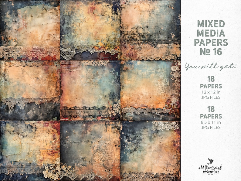 Grunge Printable Mixed Media Art Collage Scrapbook Paper, Digital Download Vintage Style Fall Halloween Backgrounds For Art Or Junk Journal image 3