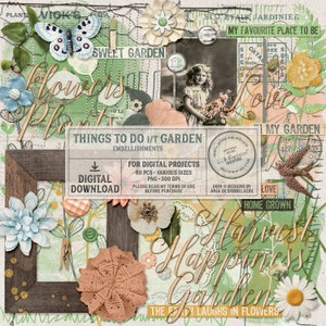 Diario di giardinaggio, ispirato alla natura, in giardino, primavera, forniture per album di ritagli, regalo per giardinieri, idee per album di ritagli di giardino, download digitale