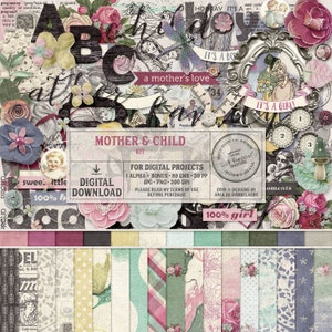 Kit de scrapbooking pour carnet de grossesse, livre souvenirs de bébé, nouveau-né fille, chambre de bébé, baby shower, photos de nouveau-né, faire-part nouveau-né