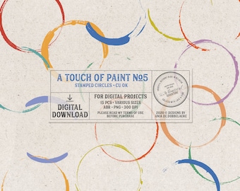 Hand Stamped Circles, Grunge Paint Circles, Commercial Use OK, Instant Download, Photoshop Brushes, Digital Circles, Art Journaling Elements