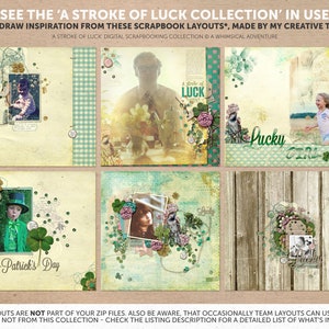 A Stroke Of Luck Digital Paper, Printable Shamrock Scrapbook, Patterned Artsy Paper, Irish Ephemera, Lucky Paper Crafting, DIY Junk Journal image 2