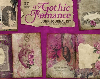 Printable Gothic Junk Journal Kit, Edgar Allan Poe Papers, Dark Academia, Dark Romance Journal Pages, Victorian Scrapbook Papers, Digital