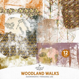 Wald Overlays Photoshop, Herbst Clip Art, Herbst Botanisches Muster, Natur inspiriert, Herbst Hintergründe für Scrapbooking, Instant Download