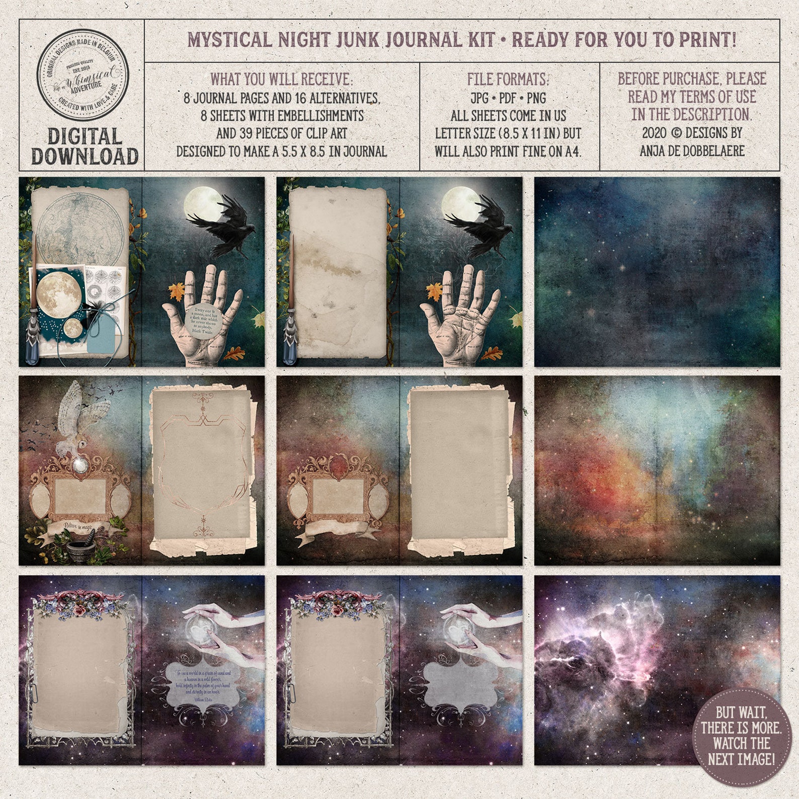 Mystical Night Junk Journal Kit Printable Moon Magic Journal - Etsy