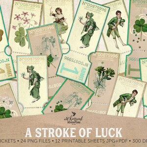Saint Patrick Digital Coupons, Printable Lucky Little Clovers, Irish Ephemera, St Patrick Journal Craft, Luck Of Irish, Shamrock Scrapbook image 1