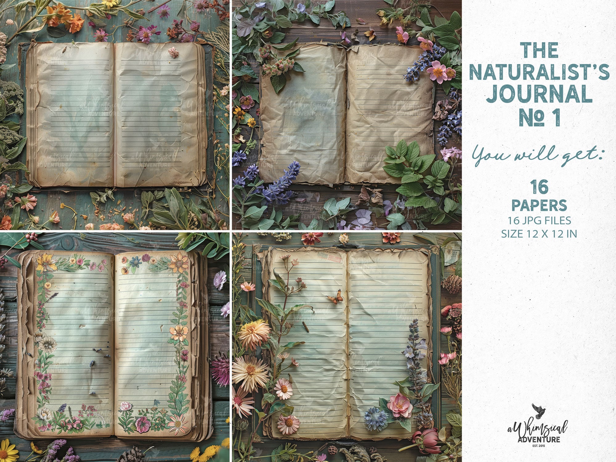 Rustic Naturalist Botanical Digital Field Notes Junk Journal Pages ...