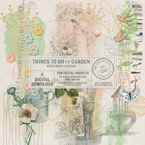 In de tuin, op de natuur geïnspireerd, overlays, direct downloaden, digitale scrapbookingversieringen, buitenactiviteiten, voor de tuinman