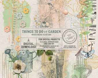 In The Garden, Nature Inspired, Overlays, Instant Download, Digital Scrapbooking Embellishments, Outdoor Activities, For The Gardener