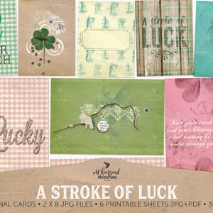Pocket Cards Printing, Project Life Journal Cards, 3x4, 4x6, St Patty, St Patrick's Day Paper Crafts, Digital Collage Sheet, Lucky Clover image 1