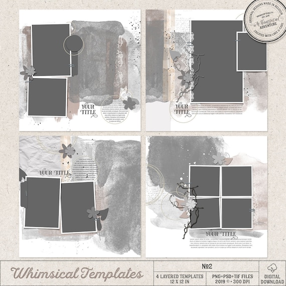 Album Templates, Photographer Album, Photo Book, Ready To Use, Custom Scrapbook Pages, For Photos, Painted Clipping Mask, Digital Photo Mask