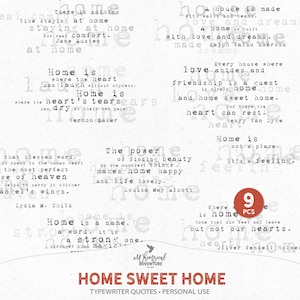 Jane Austen, grunge-woordkunst, literaire geschenken, Home Sweet Home, inspirerende citaten, digitale download, vintage typemachine, Charles Dickens