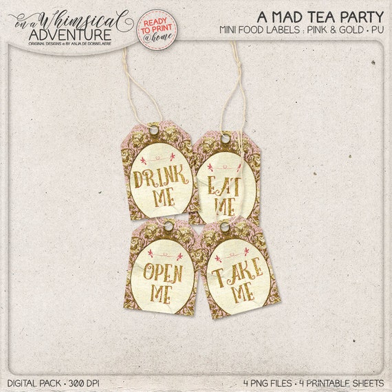 Mad Tea Party Decorations Gold And Pink Party Decorations Etsy