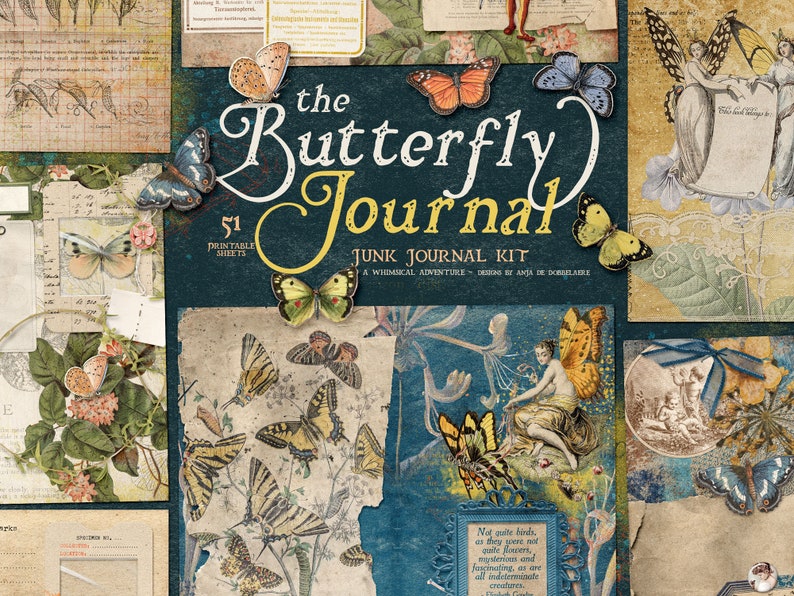Butterfly Printable Junk Journal Kit Cottagecore Digital image 1